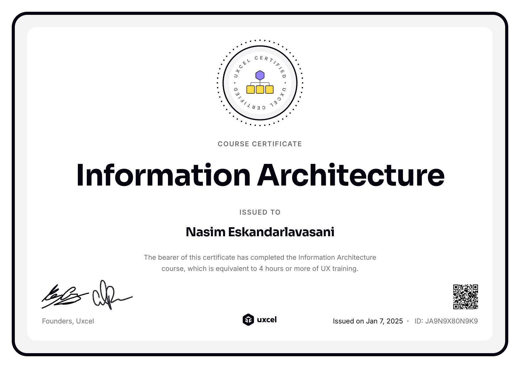Nasim Eskandarlavasani's certificate